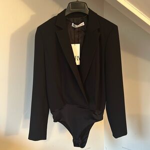 Zara Black Blazer Bodysuit
